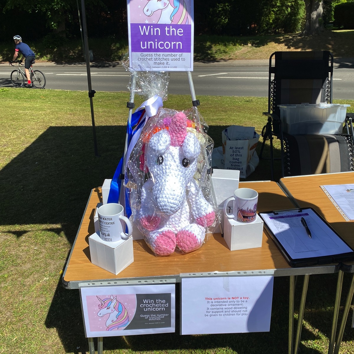 The crocheted unicorn for our guess the number prize